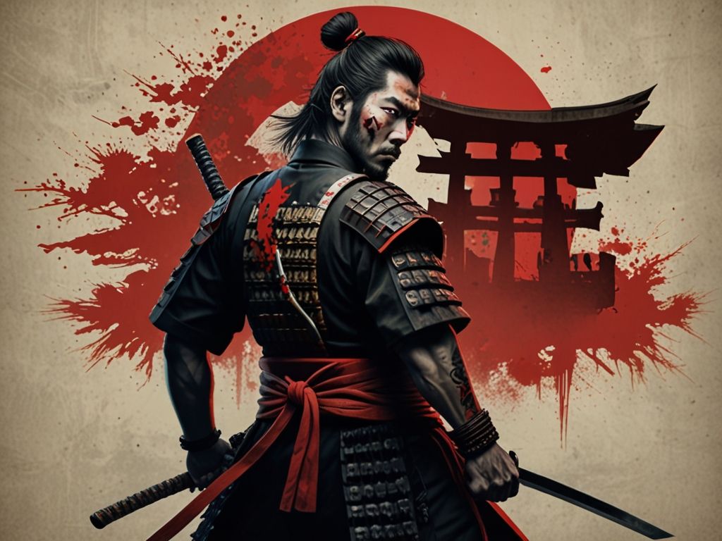 Samurai with red and black amor