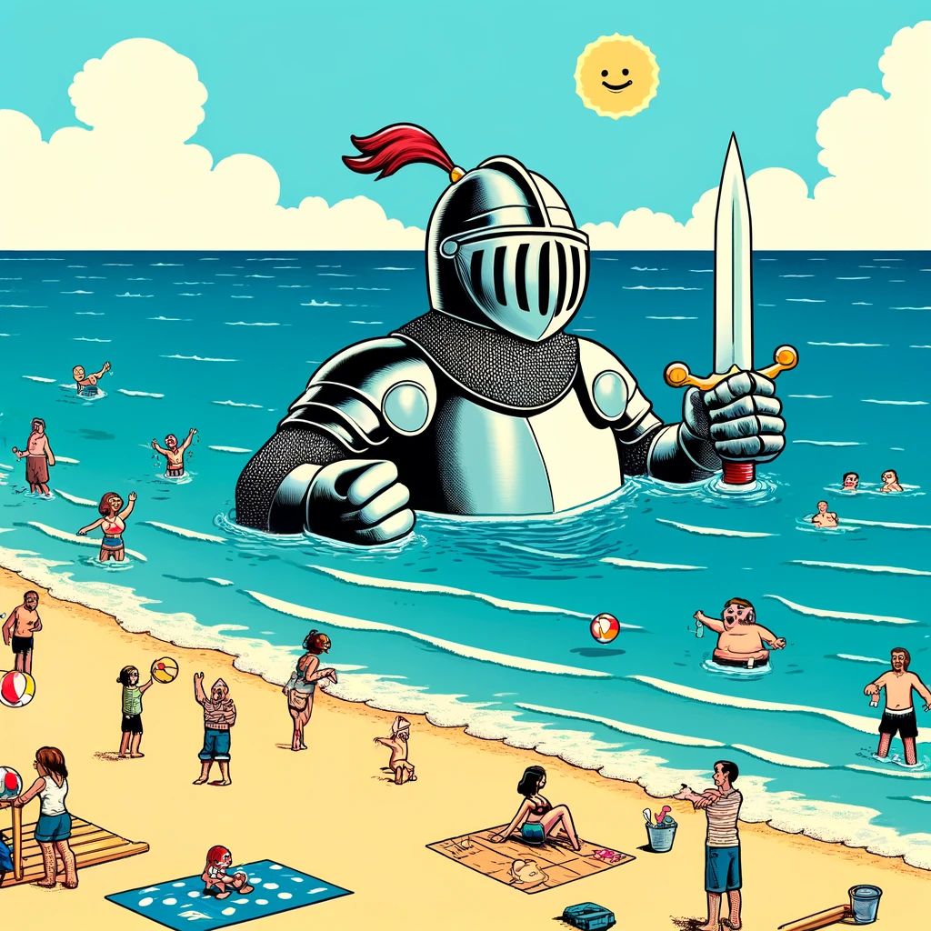 Our Super Friendly Knight going to the beach