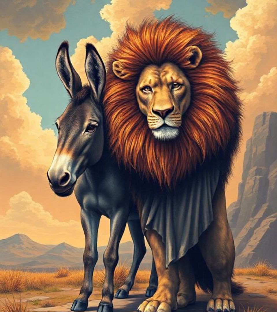 lion and donkey