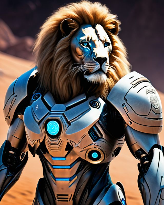 1 - cyborg man-lion kind protector on an unknown p