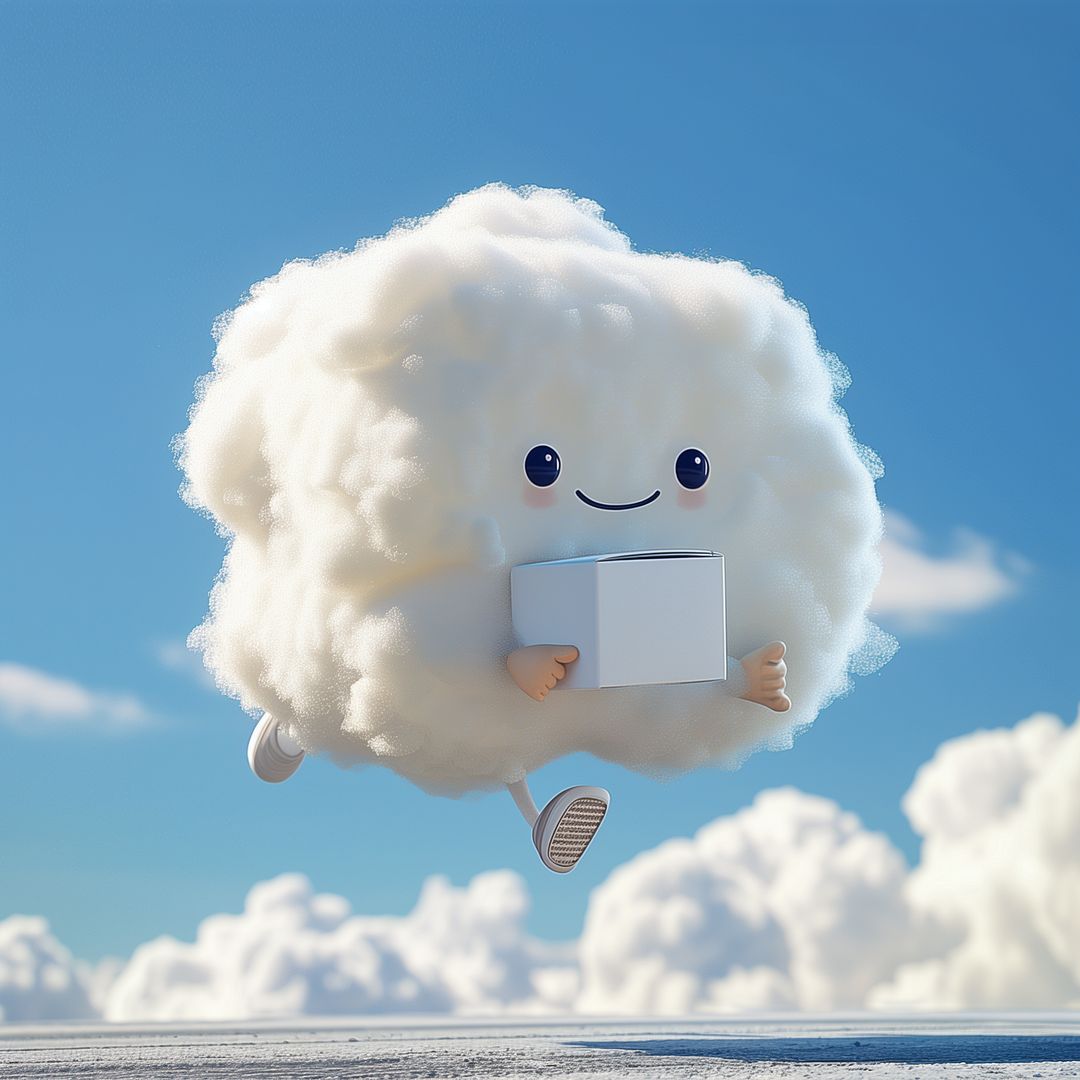 A white cloud cartoon character