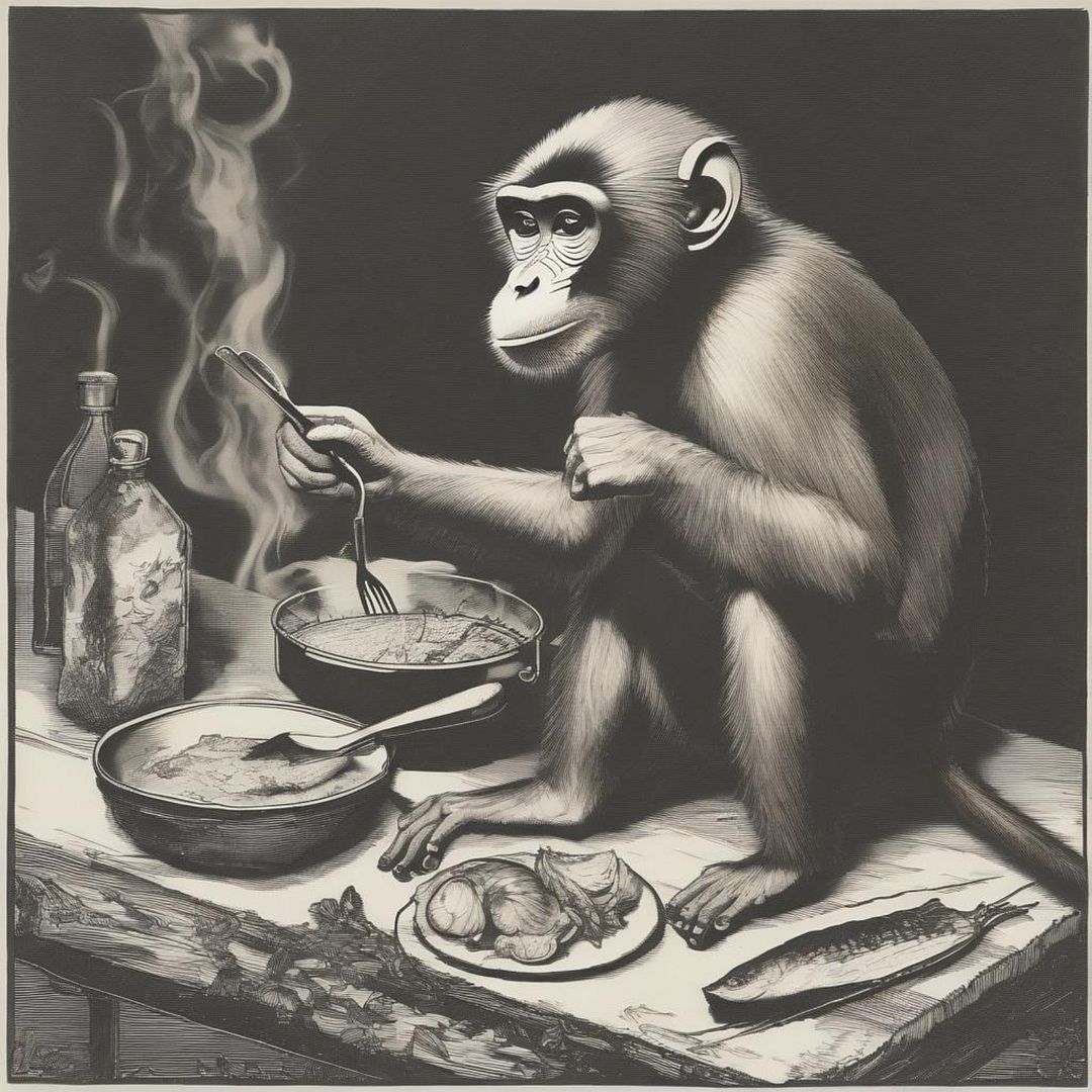 monkey cooking