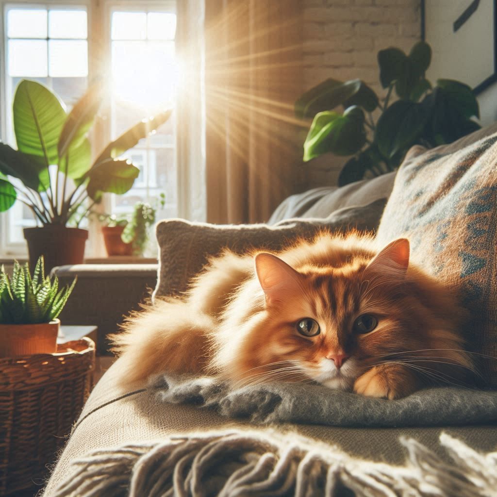 Cat relaxing in the living room