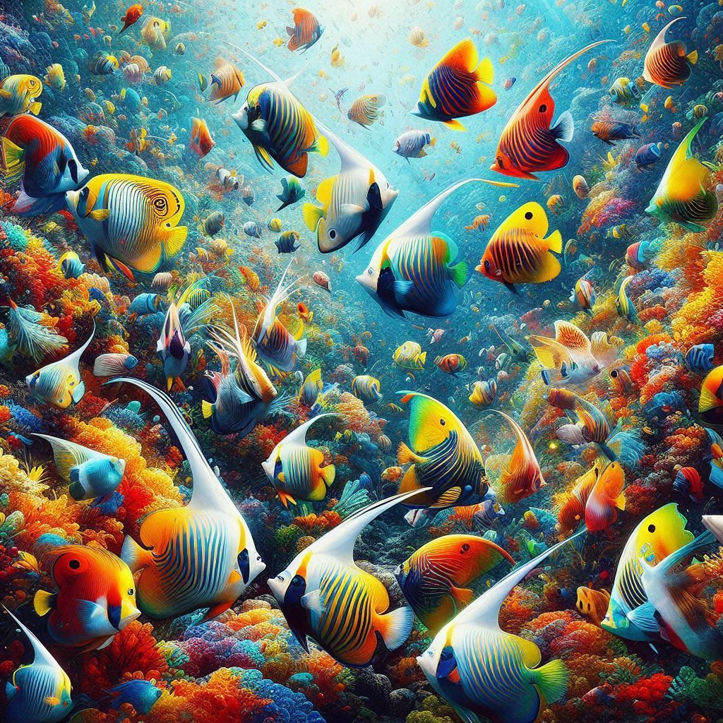 Colorful fish and corals