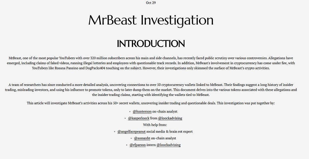 MrBeast Investigation INTRODUCTION