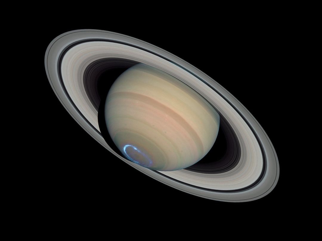 Saturn and Its Aurora (Hubble)