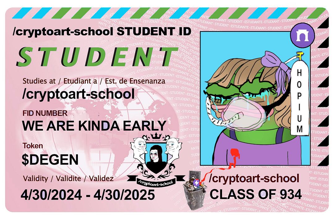 cryptoart-school student ID: hopium pepe