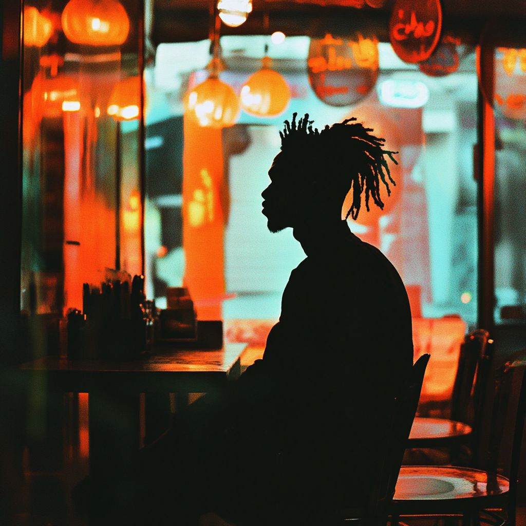 Sitting in a cafe - still portrait