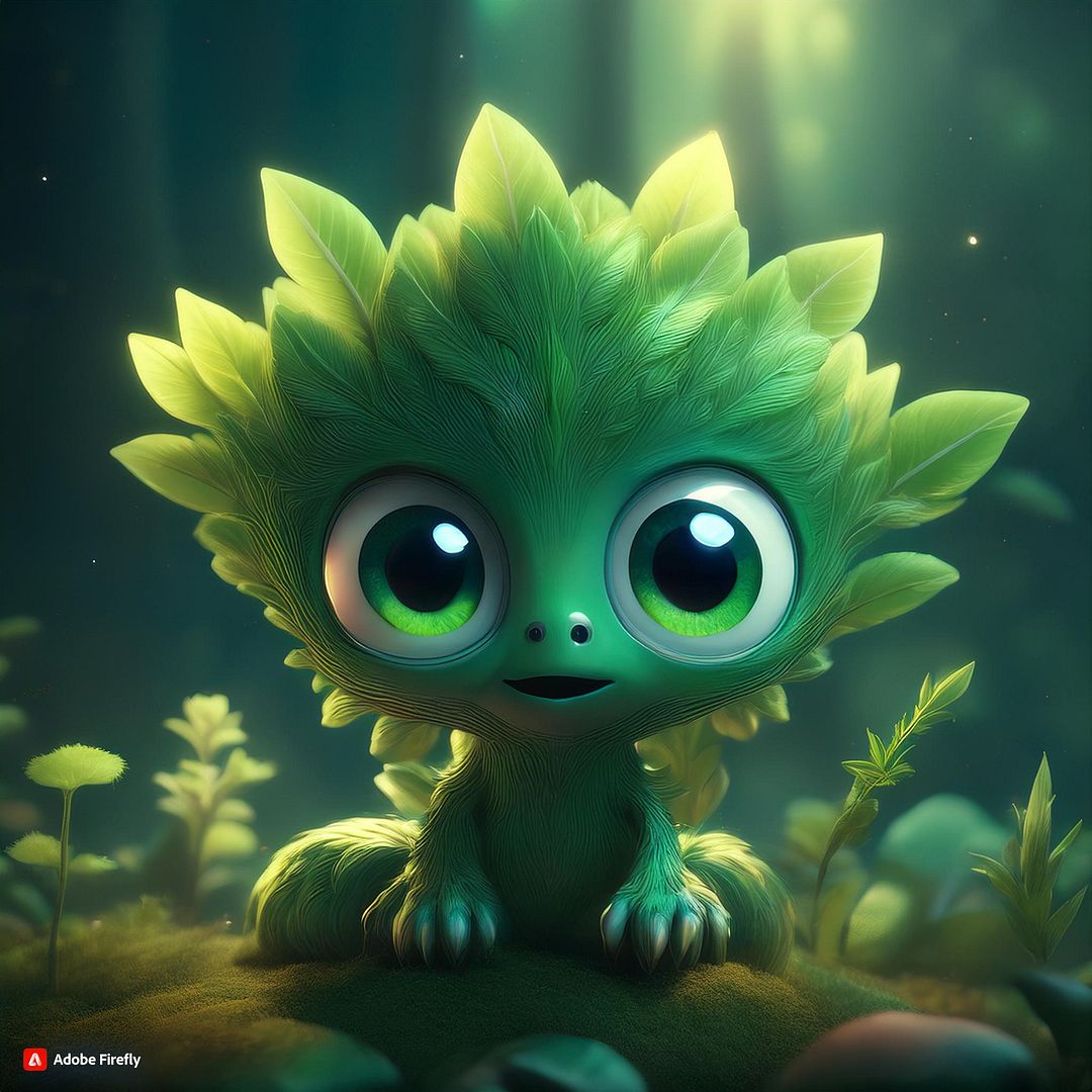 Firefly The green cute plant with big adorable eyes