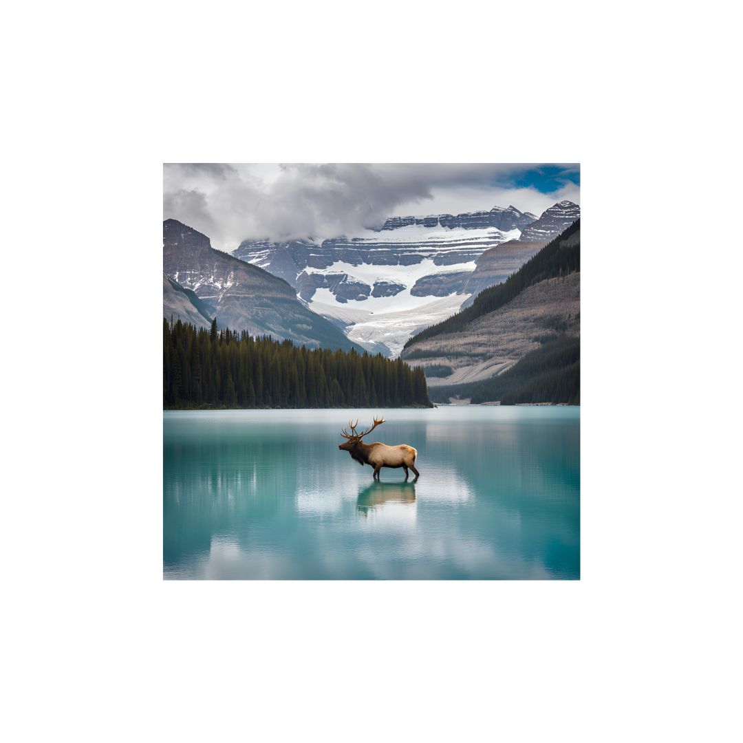 wapiti dans un lac