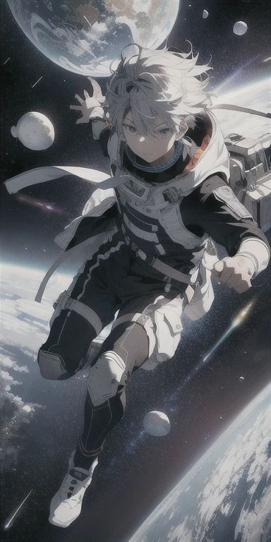 a boy in space