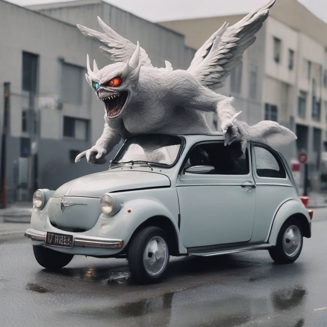 Monster on car