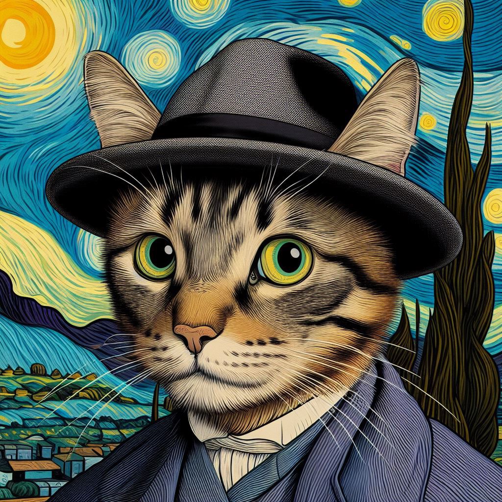 Self-Meowtrait with Grey Felt Hat by Vincent van Meow