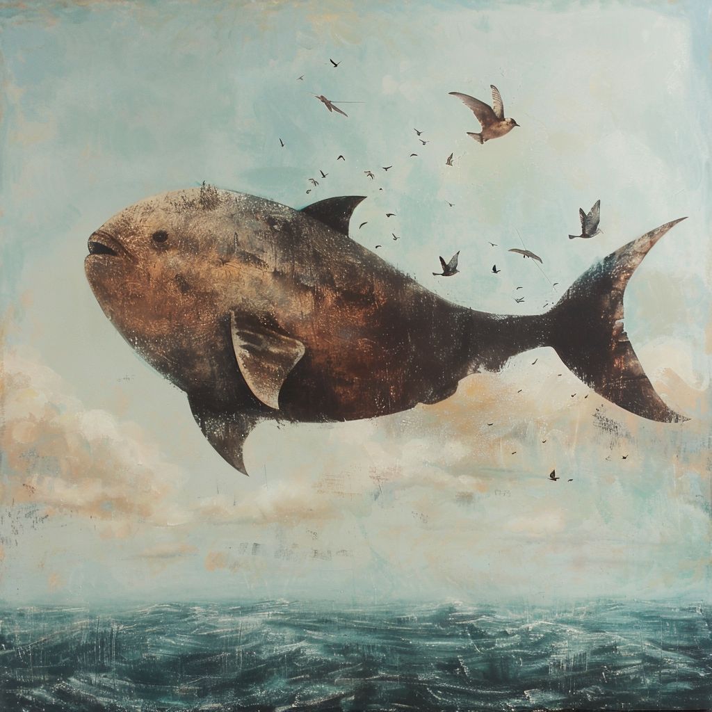 Flying sunfish and seabirds