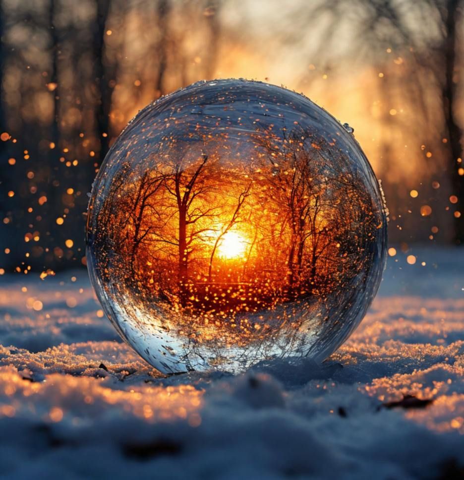 Frozen Sphere at Sunset Glow