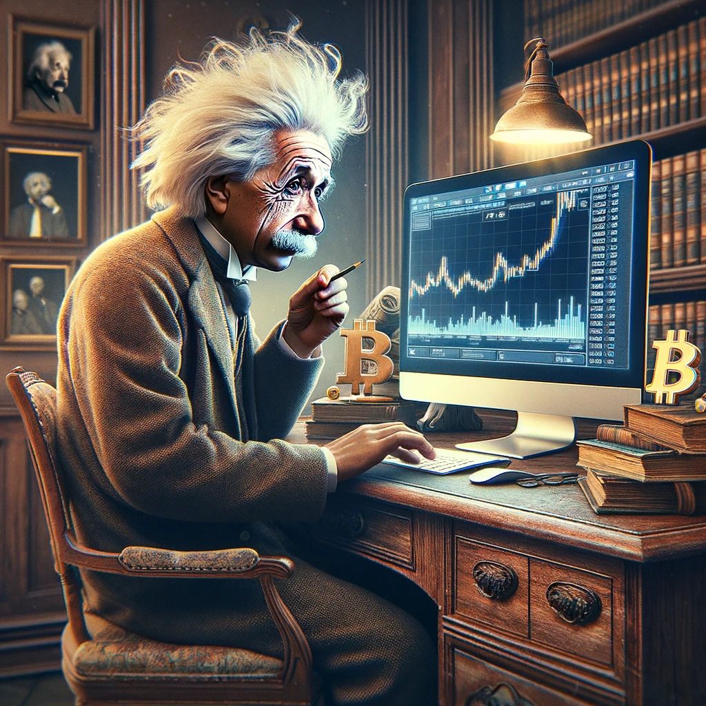 Einstein Analyzing Bitcoin