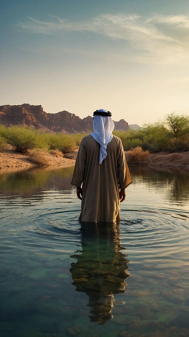 A Man in Arab Clothes in a desert