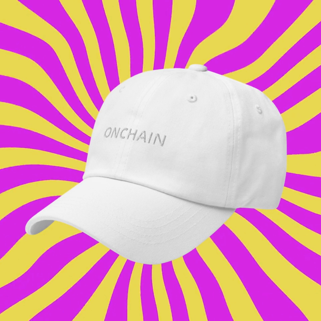 onchain hat - white on white