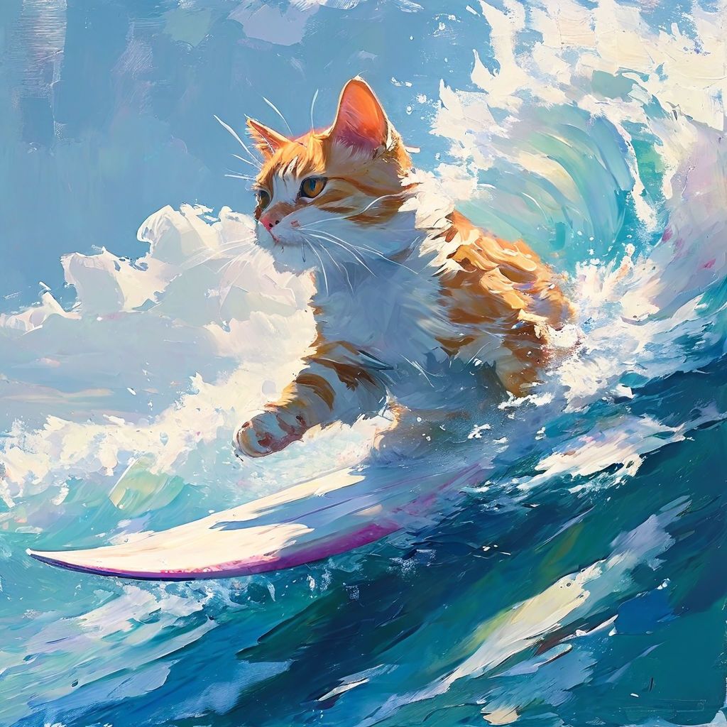 surfing cat