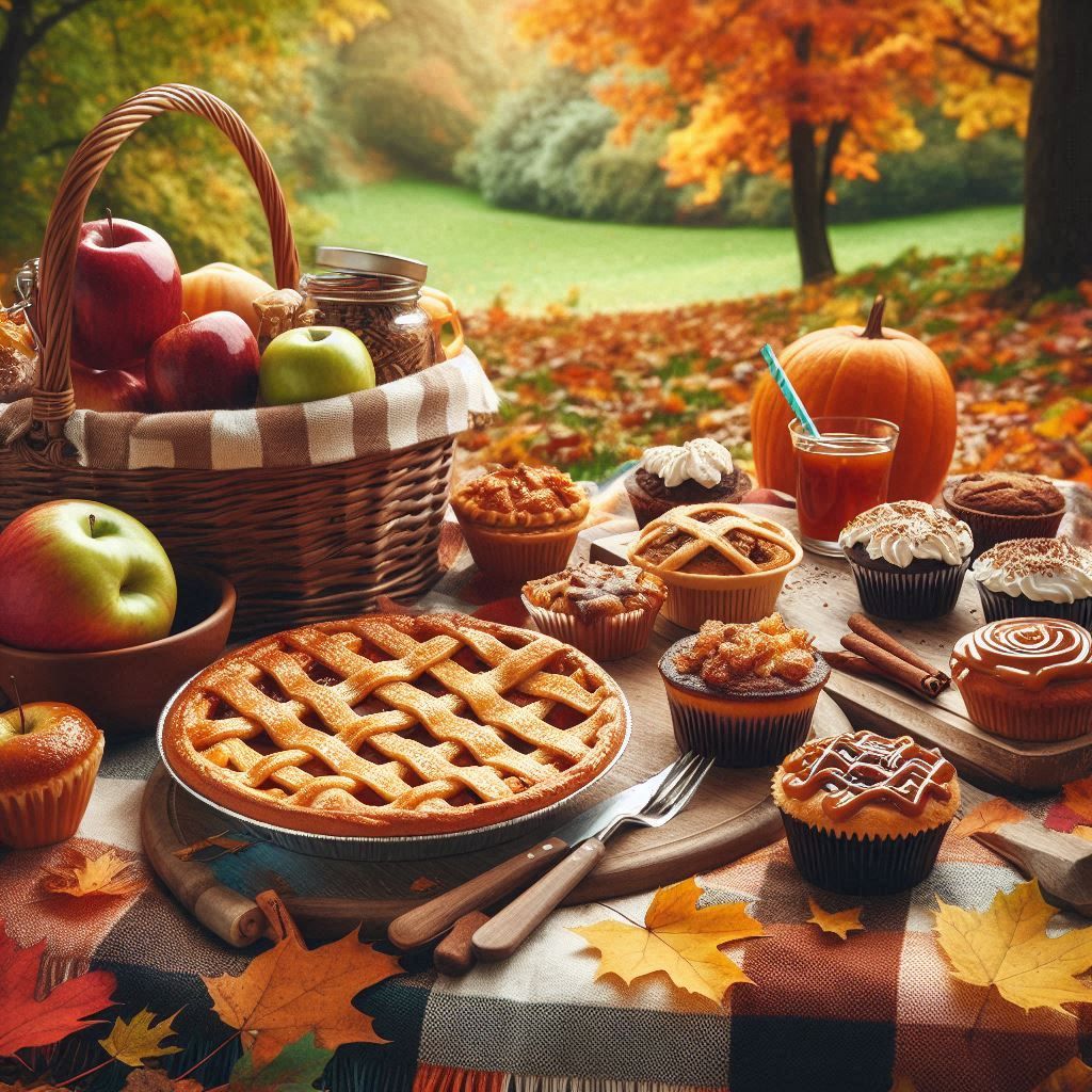 Autumn leaves and sweets