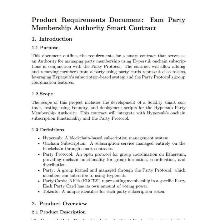 Fam Party Authority Requirements