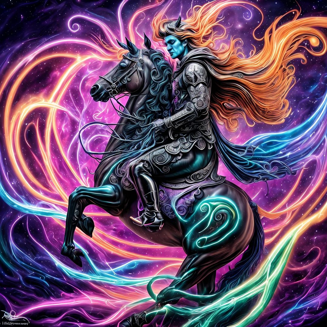 purple horses and knights