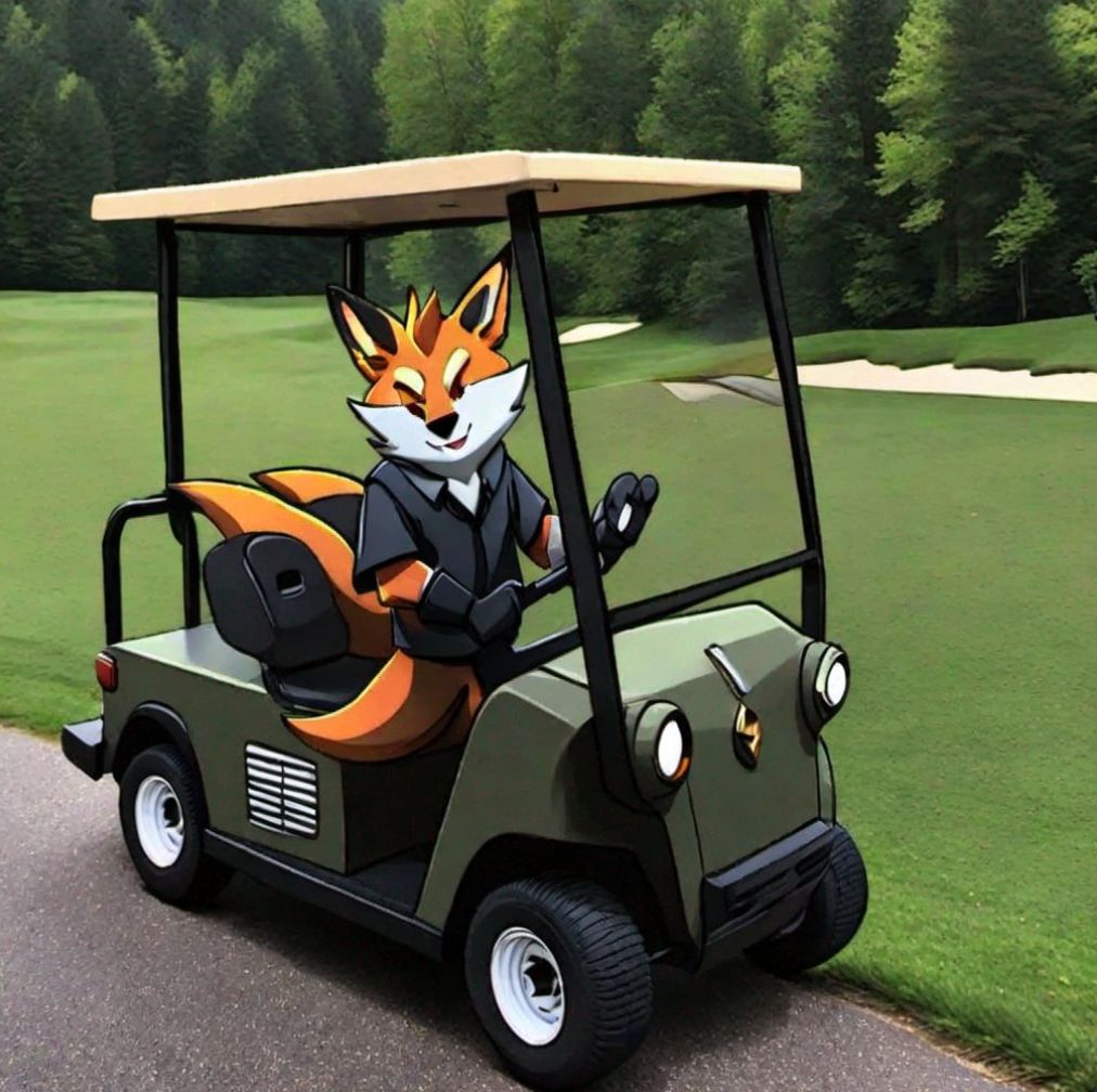 Fox in golfcar