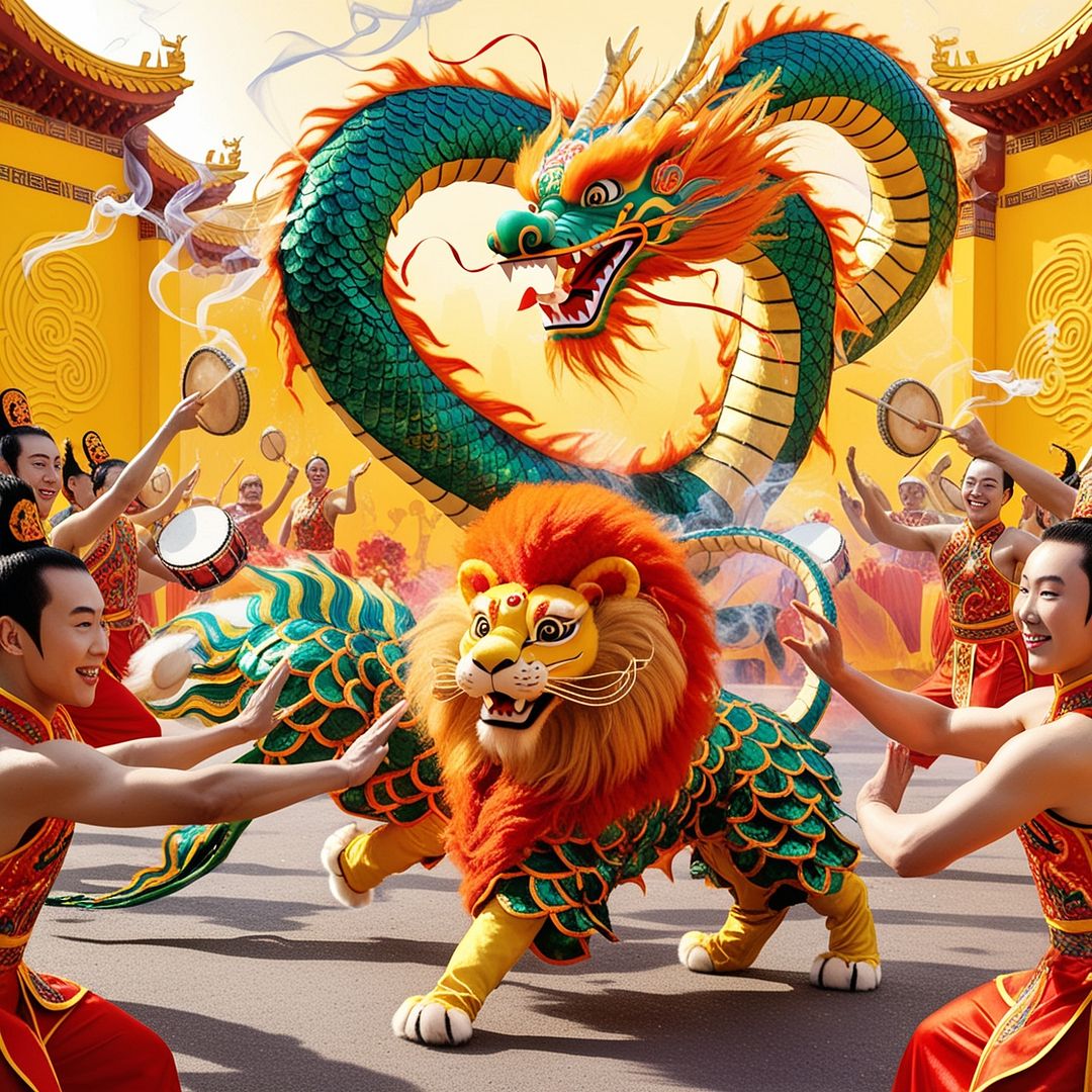 Dragon and lion dances