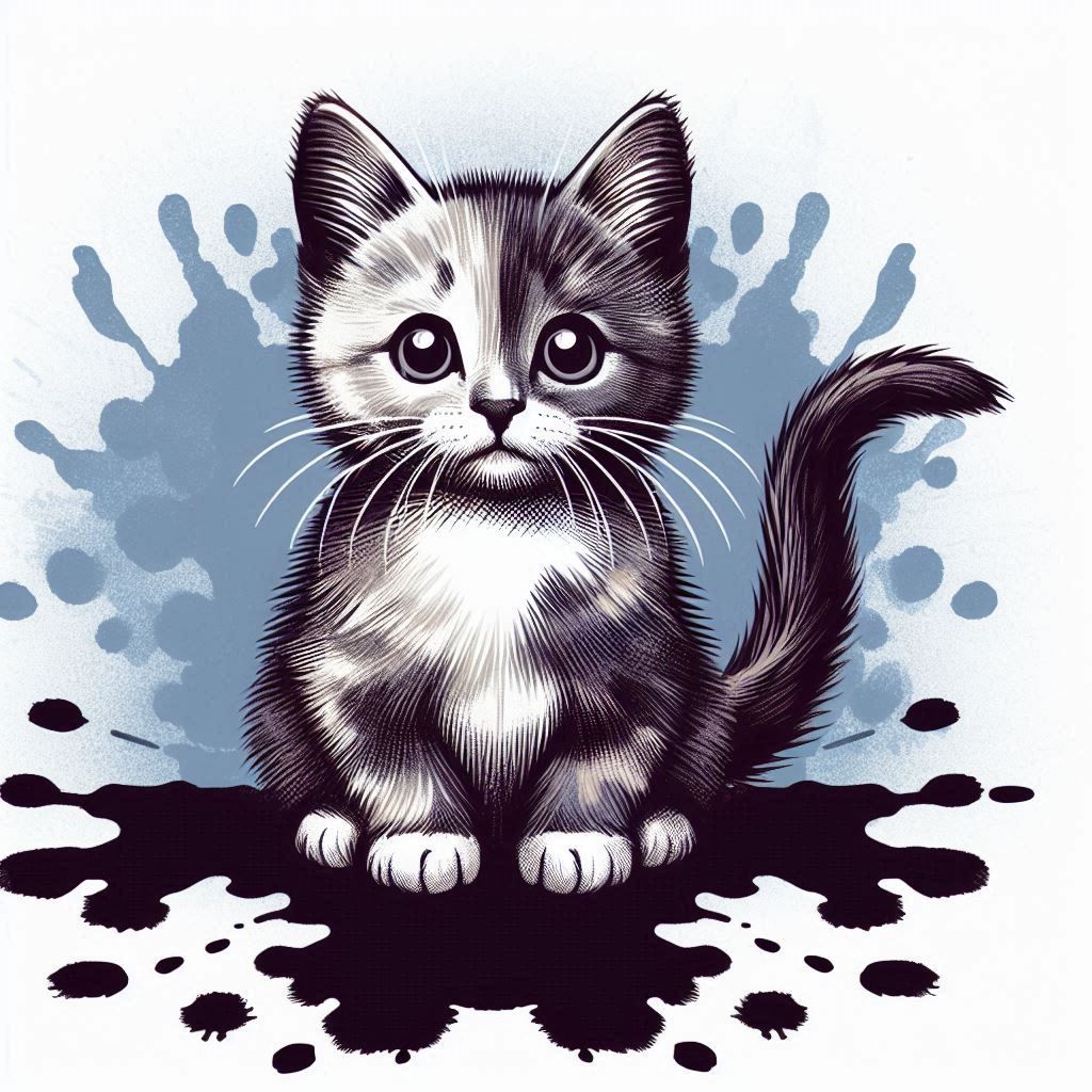 Rorschach-style kitten