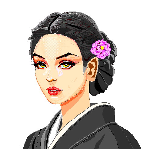 Woman in black kimono