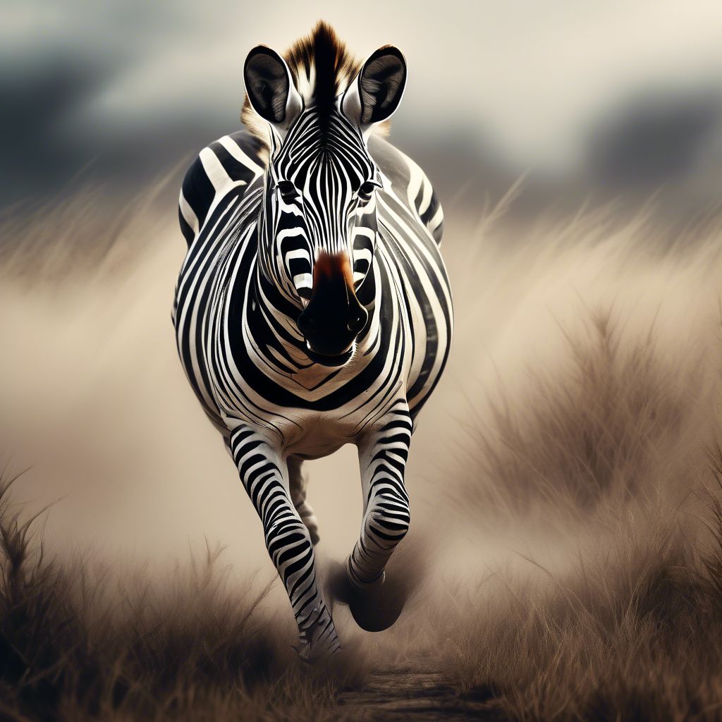 Zebra runs in the field