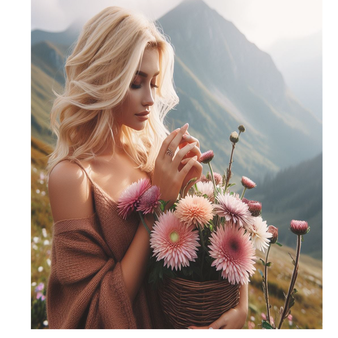 Girl holding flowers