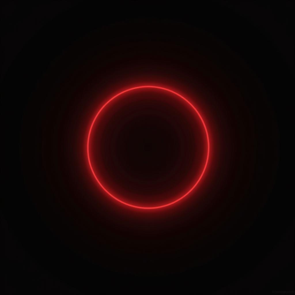 Perfect circle with black background and crimson spotlight, epic, minimalism