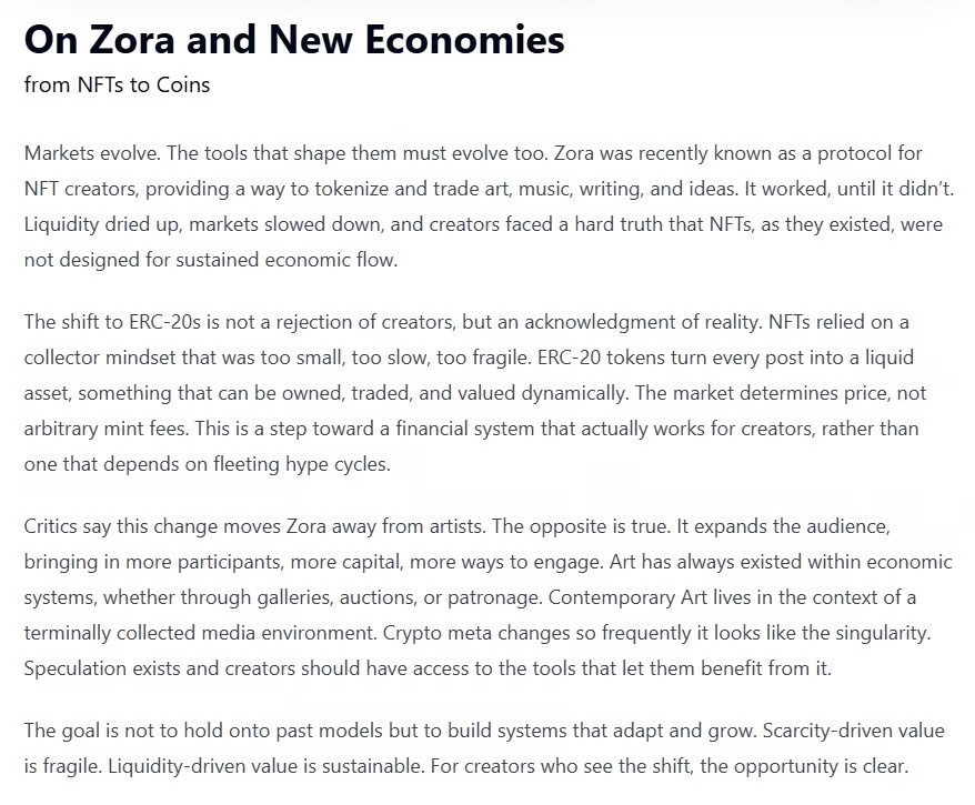 On Zora and New Economies