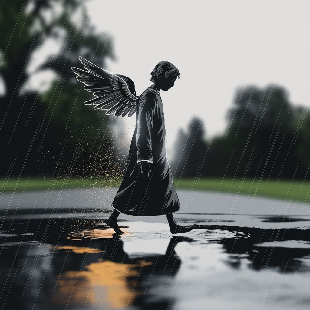 Angel in the rain