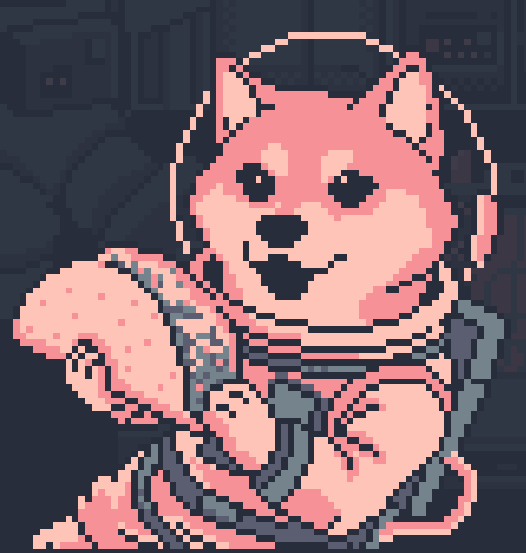 a Shiba Inu in a space suit