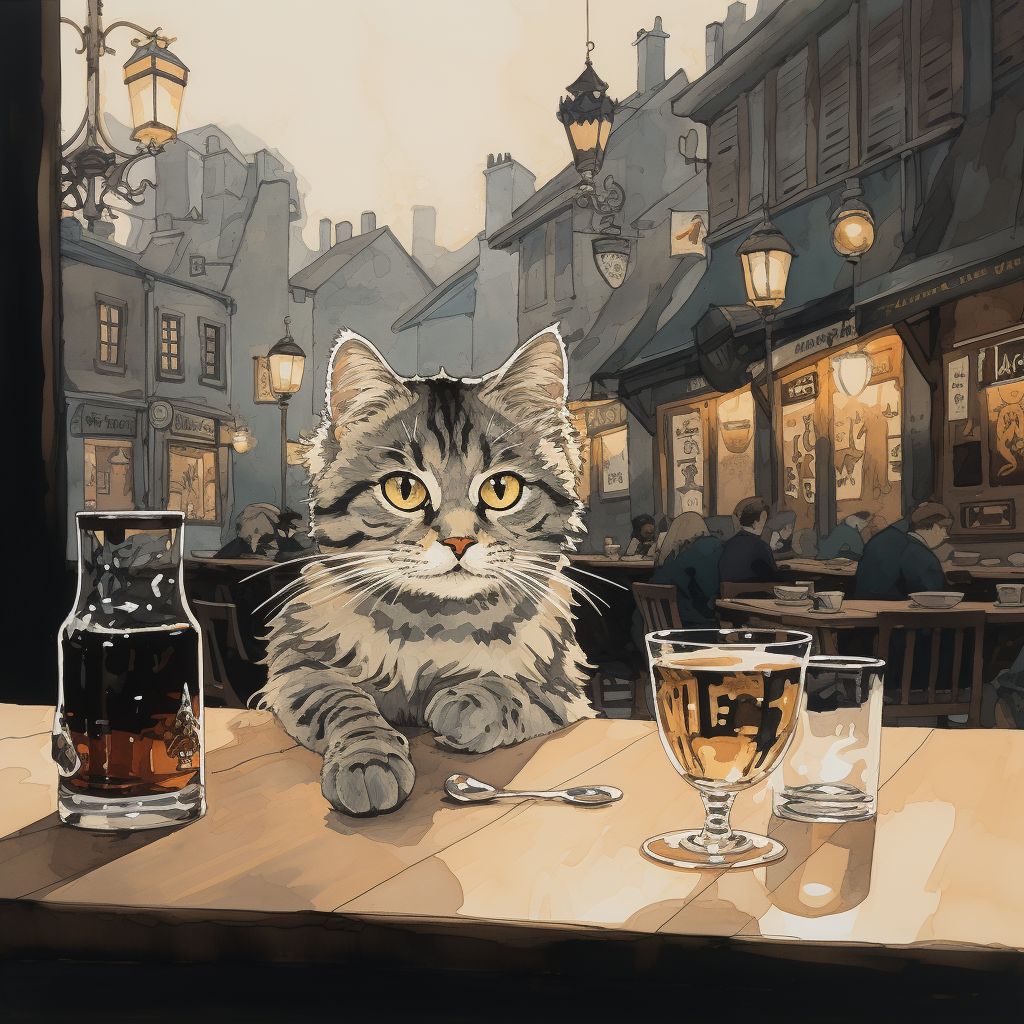 zkSilvercat Relaxing at French Café