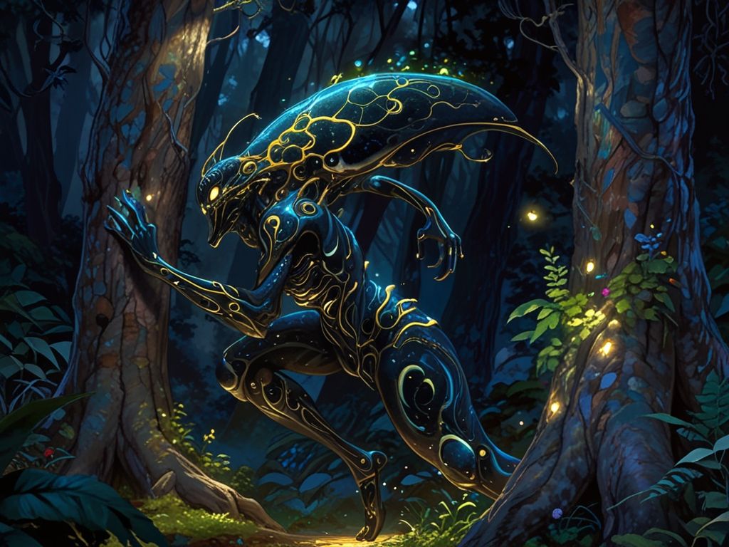 In_the_dim_shadows_of_a_cosmic_forest_a_gilded_enchant_1