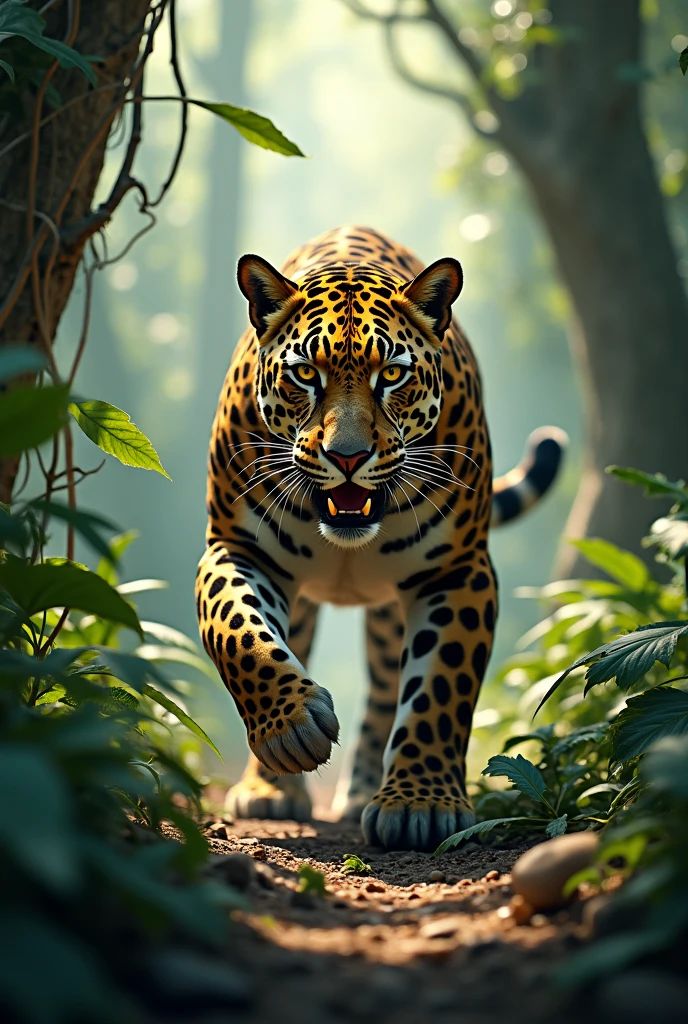 A ferocious leopard in the jungle