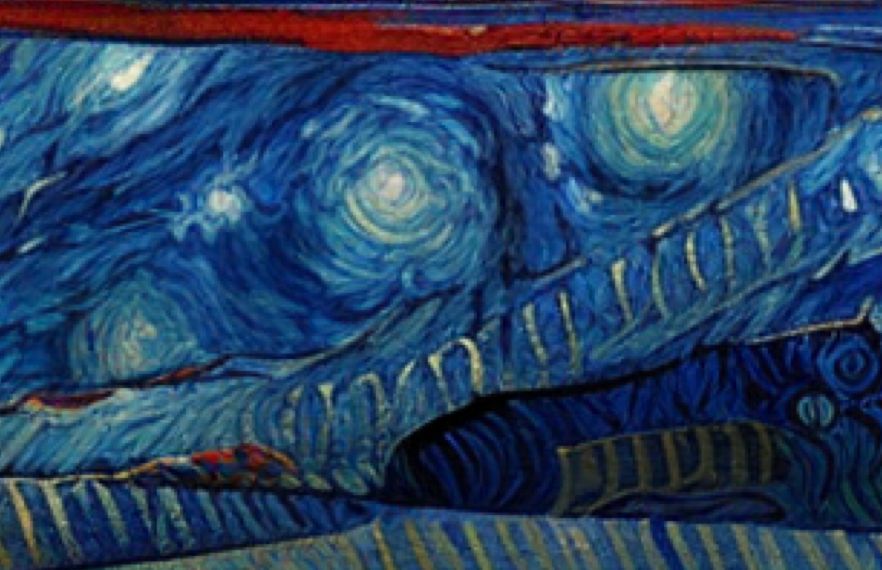 Under the swirling of Van Gogh's 'The Starry Night'