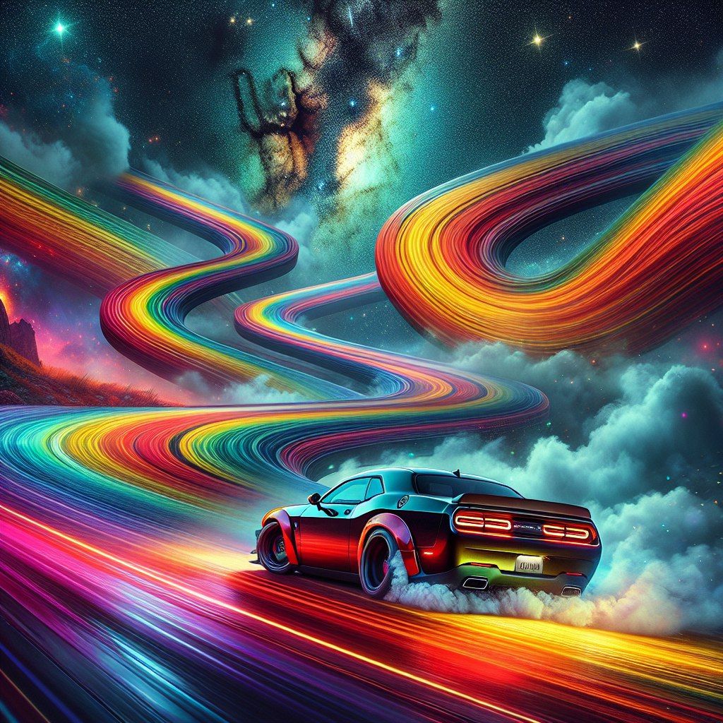 Dodge Hellcat Drifting on Rainbow Road