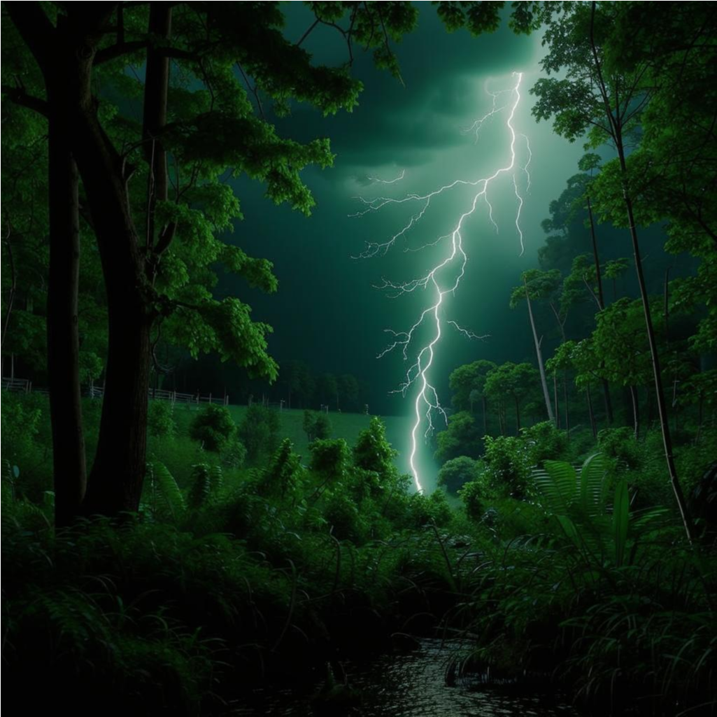 lightning in the forest