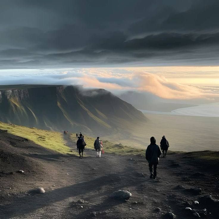 hiking in the mountains with friends