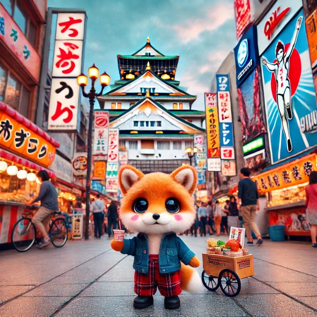 a very cute and small fox traveling in Osaka, Japan