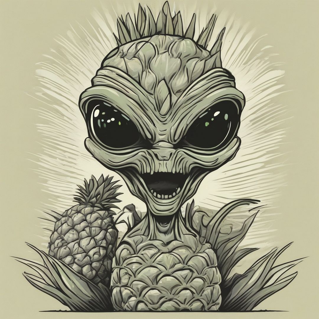 alien with pineapple