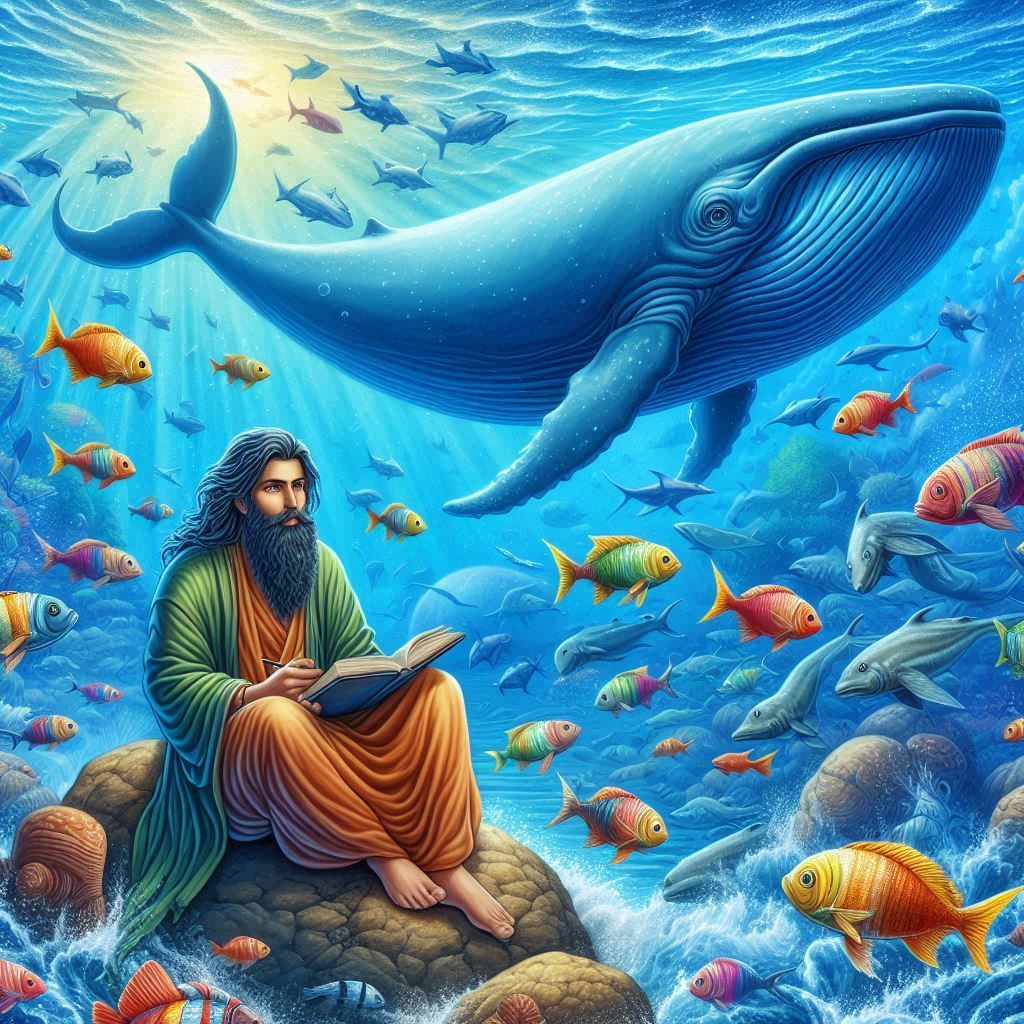 The story of Jonah and the whale under the sea