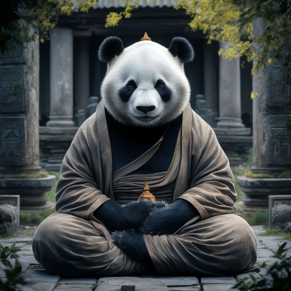 Meditating Panda: Harmony in the Bamboo Forest