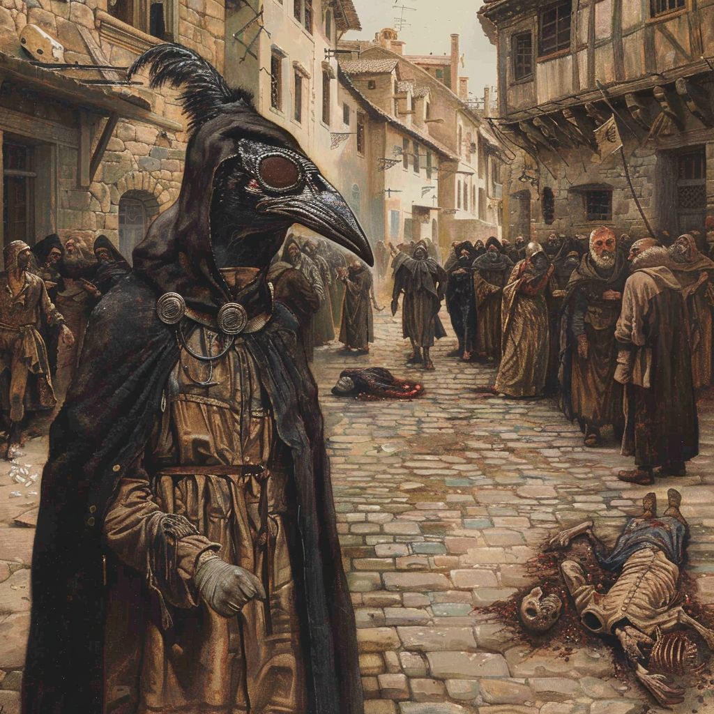 Medieval Europe. Plague epidemic. Healer.