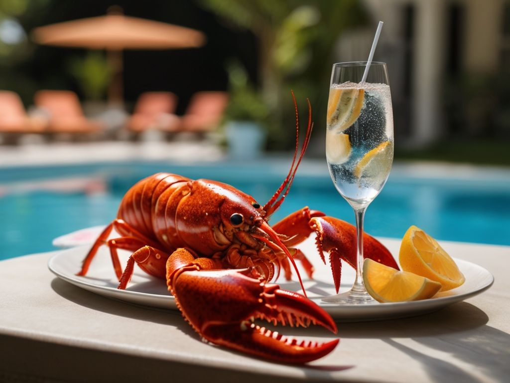 Default_An_elegant_lobster_lounging_in_a_poolside_cabana_its_d_1