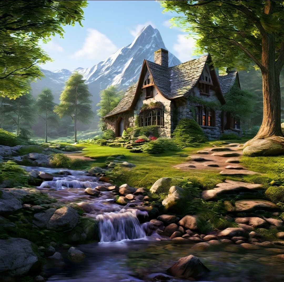 A stone house in a fantasy world